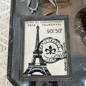 Vintage Eiffel Tower Canvas Wall Art - Black